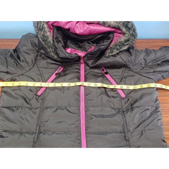 Joe Boxer 1X Black&Pink Trim Womens Zip Up Jacket Faux Fur Trim Hood Removable - Picture 7 of 9
